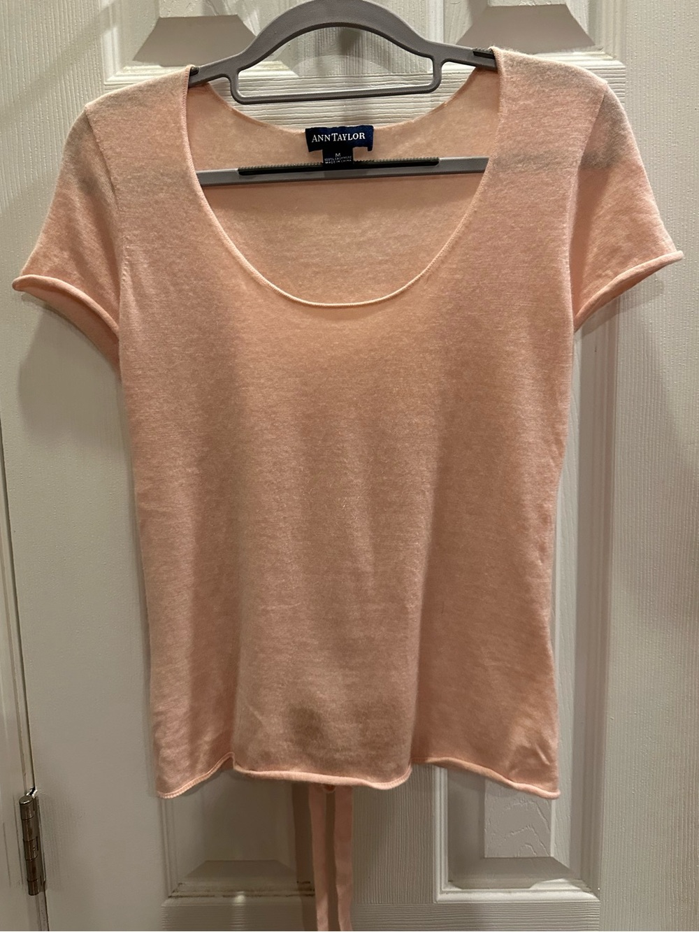 Baby Pink Lace-up Back Ann Taylor Cashmere Top